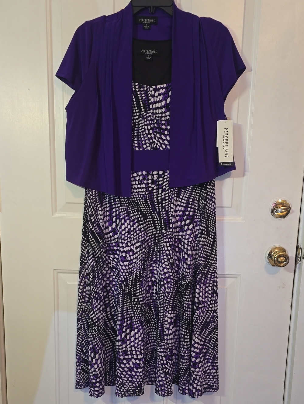 Perceptions Purple and Black Printed Maxi Skirt with Coordinating Purple Jacket